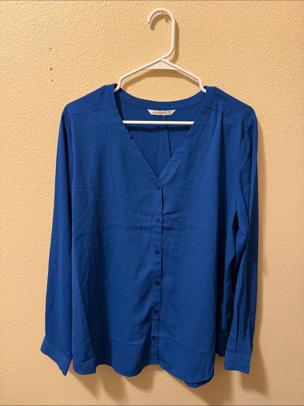 Port Authority Women's Royal Blue Button-Front V-Neck Blouse